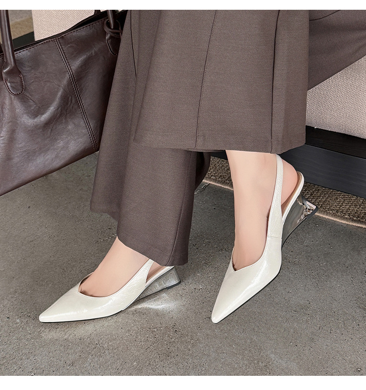 Sandal cao gót nữ mũi nhọn quai hậu đế xuồng gót 7.5 cm — Hồng nhạt 7.5cm, Hồng nhạt 3.5cm, Trắng kem 7.5cm, Đen 3.5cm chi tiết 18