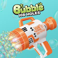 Cross-border high-quality handsome boys and girls electric continuous bubble blowing wedding 108 holes light rocket launcher stall wholesale