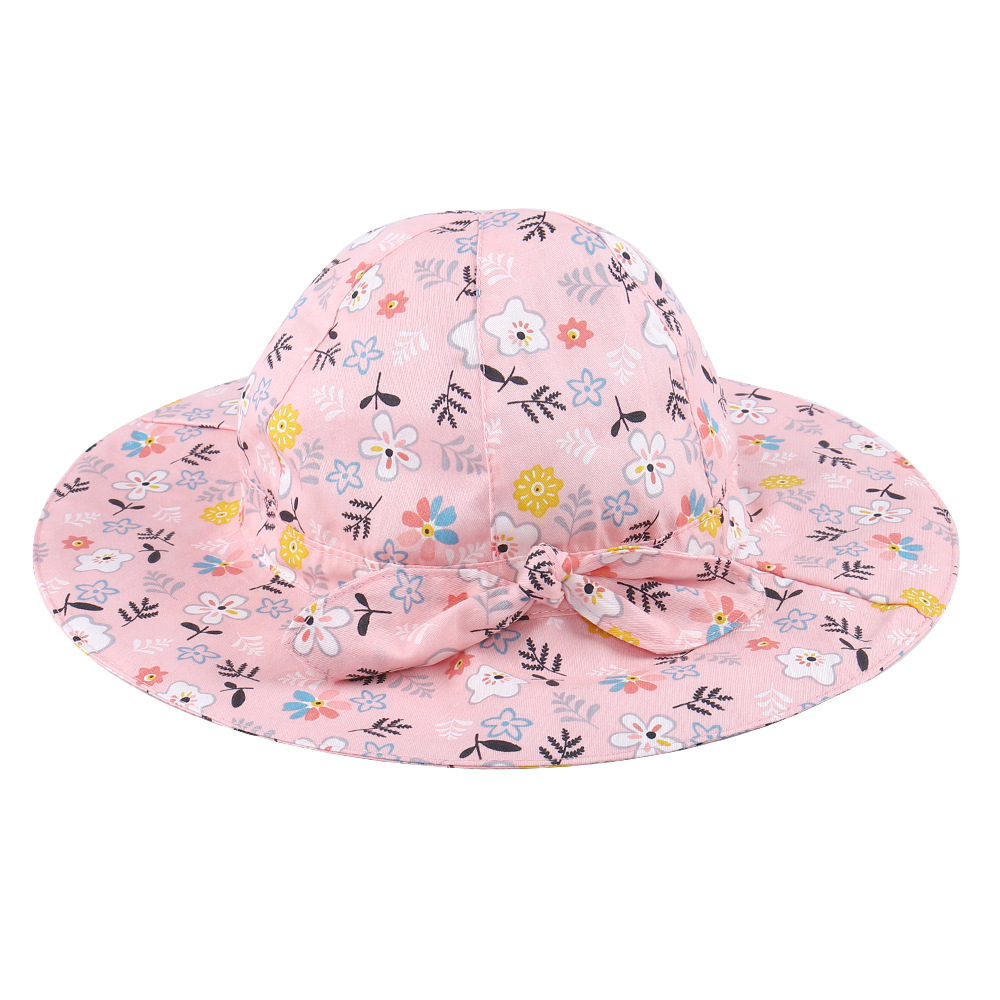 Outdoor Occasion Flower Pattern Children Unisex Fashion Flower Bowknot Bucket Hat