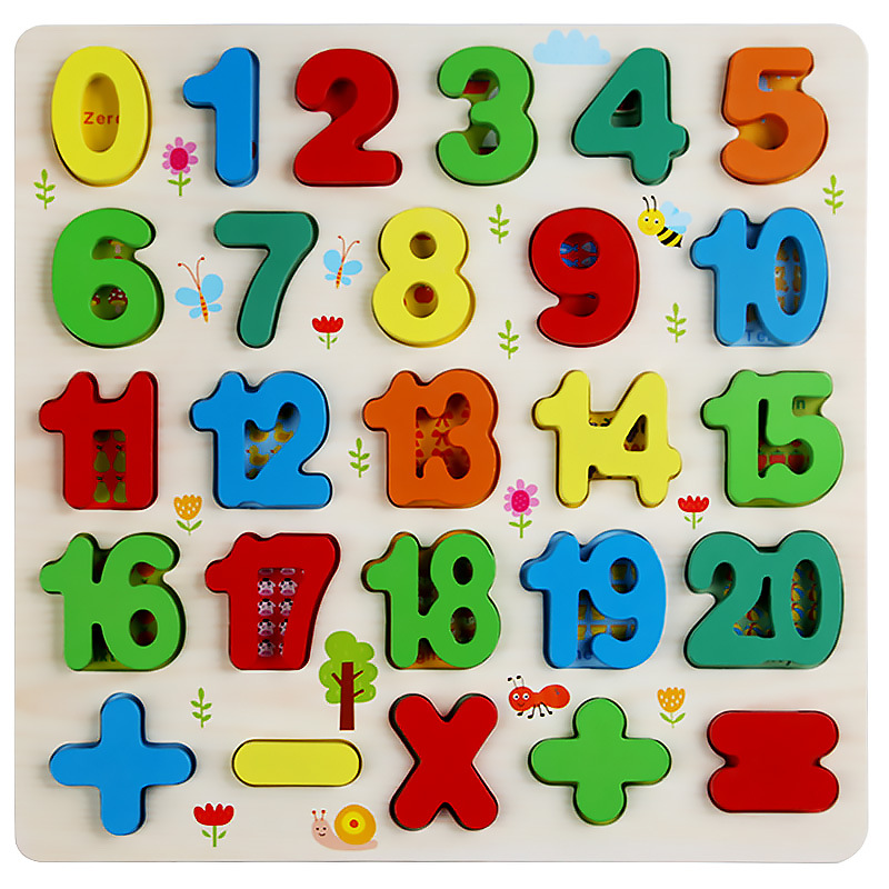 Puzzles de madera transfronterizos Puzzles de madera para niños Puzzles de forma alfanumérica Puzzles de aprendizaje para niños Juguetes de Puzzles