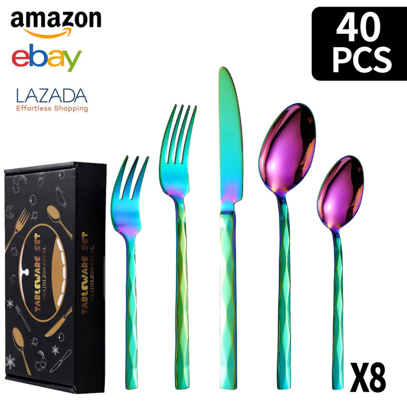 新型国境を越えたアマゾンステンレス食器ナイフとフォークスプーン5個セットの西洋食器20/40/60個セット|undefined