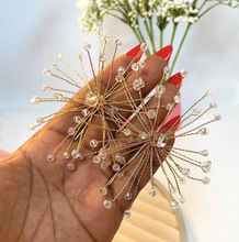 新唯美韩式新娘夸张水晶耳环耳饰结婚饰品手工串珠立体耳钉女孩