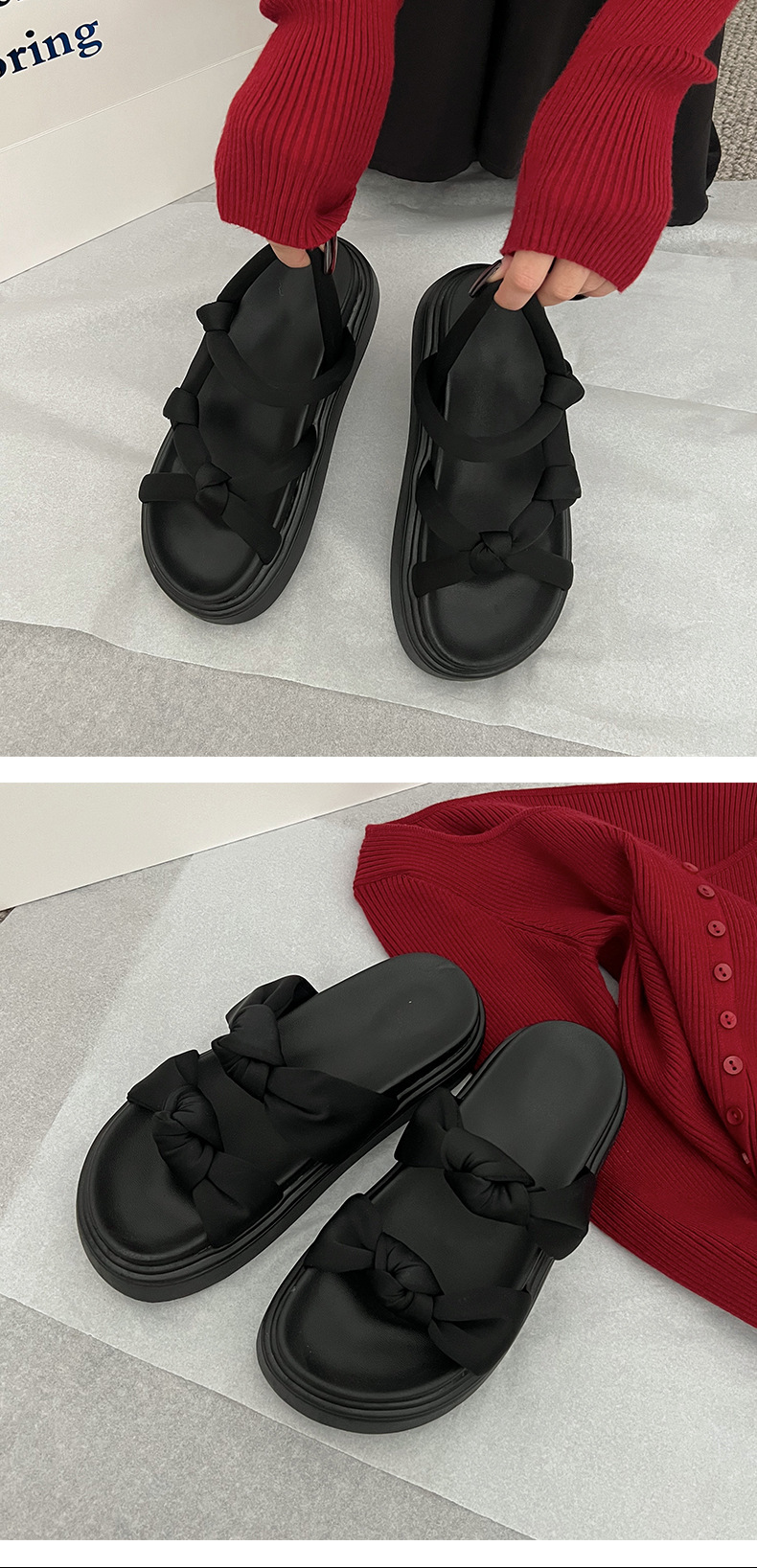 B8849 610K GIÀY DÉP SANDAL NỮ HUITDOU ĐẾ MỀM MÙA HÈ PHỤC CỔ CỔ ĐIỂN GIÀY DÉP NỮ G02 SẢN PHẨM MỚI