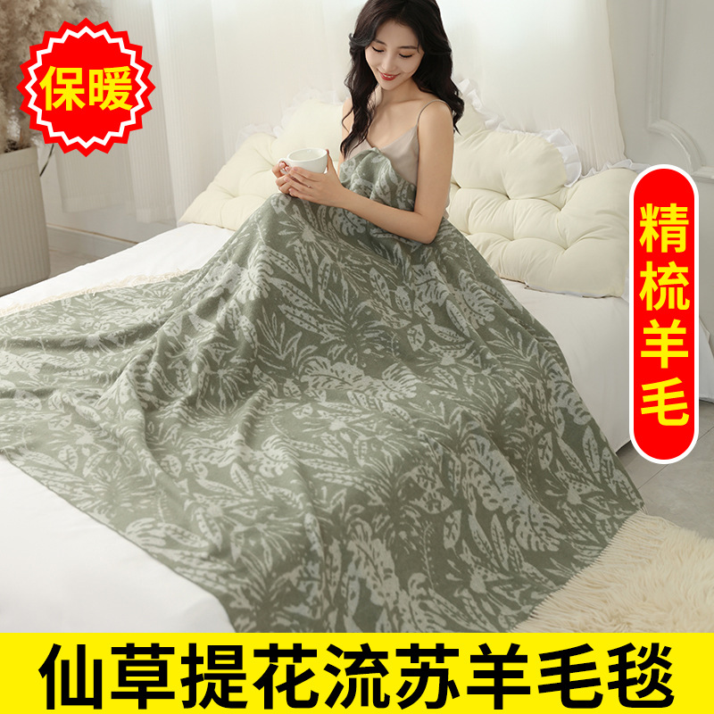 厂家直供批发内蒙古羊毛毯毛毯空调毯盖毯飞机毯柔软保暖轻奢