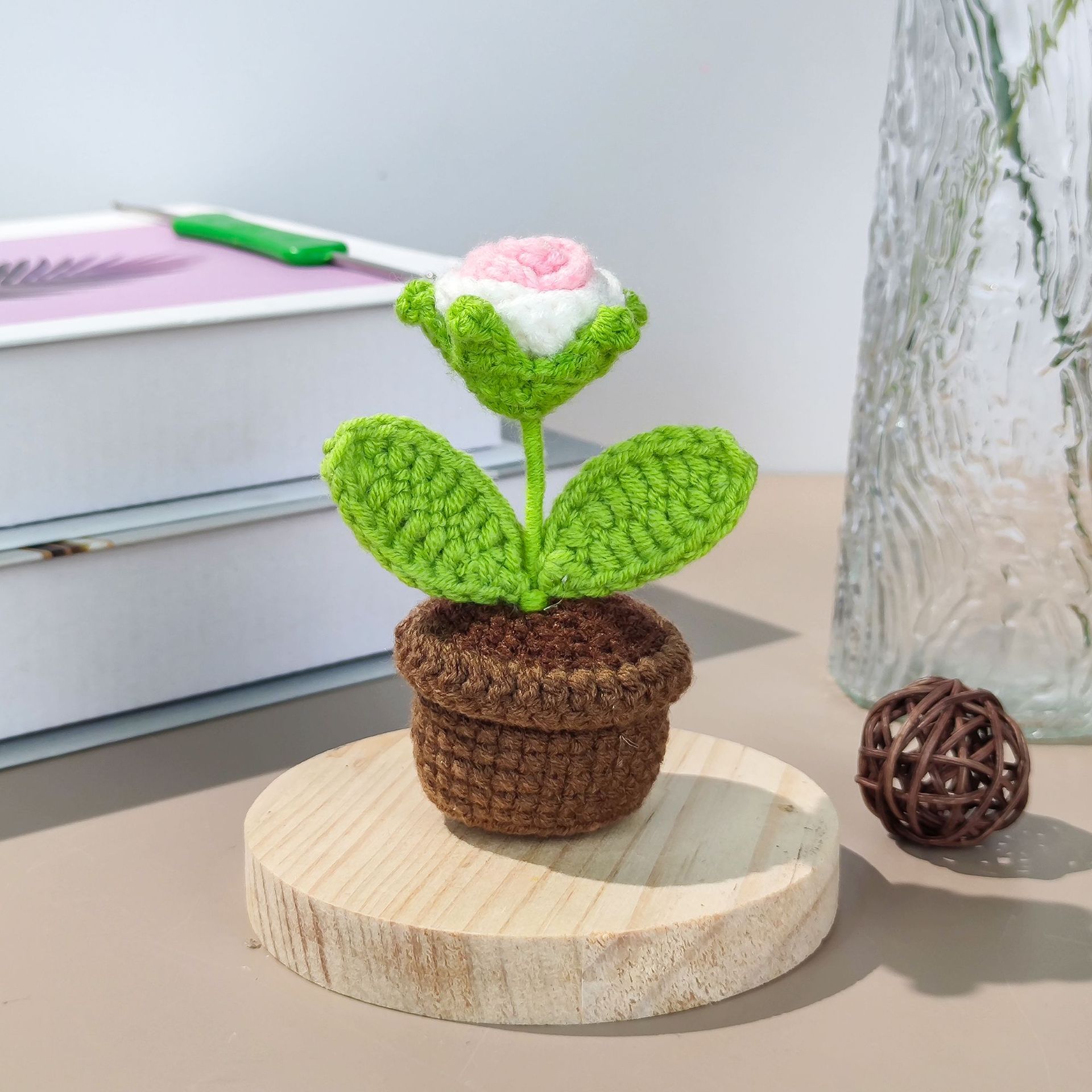 [완성된 작은 화분] 그라데이션 핑크 장미