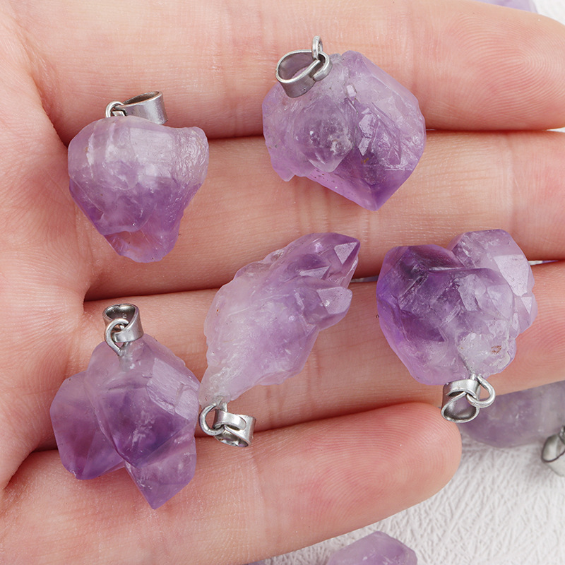 Cross-border natural piedra cruda amatista colgante colgante irregular DIY accesorios colgante amatista natural