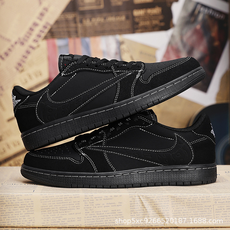 Putian Aj1 Swoosh Sneakers Basketball Shoes Low-Top White and Brown Sneakers Women's Co-Branded Aj1 Sports Shoes Couple Style