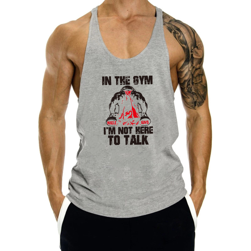 New Style Muscle Tank Top Casual Large Size Fitness Vest for Men Loose Gym Workout Sleeveless T-Shirt