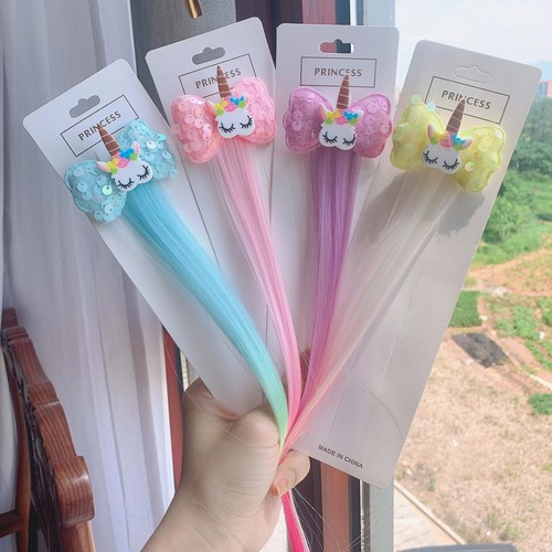 Children's Sparkling Butterfly Bow Unicorn Pony Hair Clip for Girls, Cartoon Style, Hair Accessories for Dolls, Fake Hair Clips