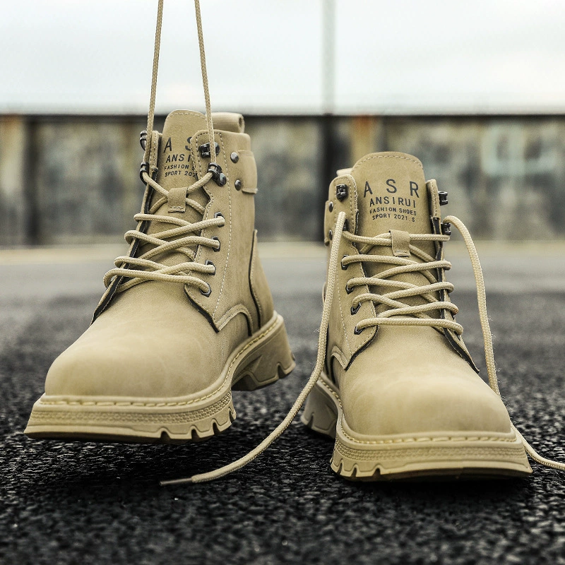 Мужские ботинки Martin, осенне-зимняя мужская обувь, универсальные рабочие ботинки в британском стиле, спортивные повседневные высокие кожаные ботинки, модная обувь в британском стиле.