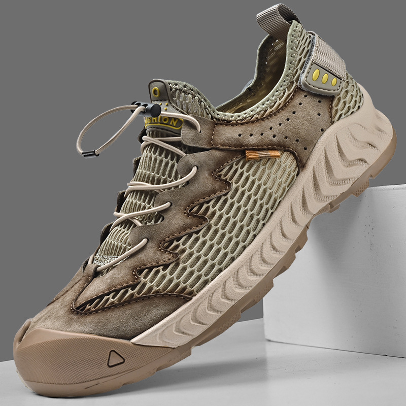 Cross-Border Outdoor Mesh Shoes for Men, New Hot-Selling Breathable Hollow-Out Comfortable Versatile Popular Closed-Toe Sneakers