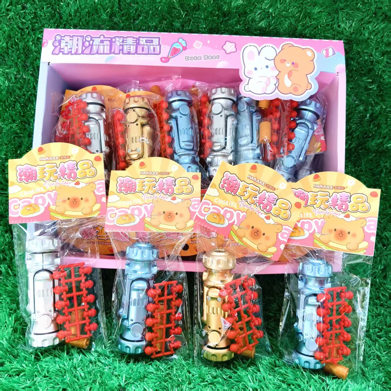 外贸卡皮特工迷你抛壳震爆弹软弹枪可旋转折叠男孩便携式解压玩具