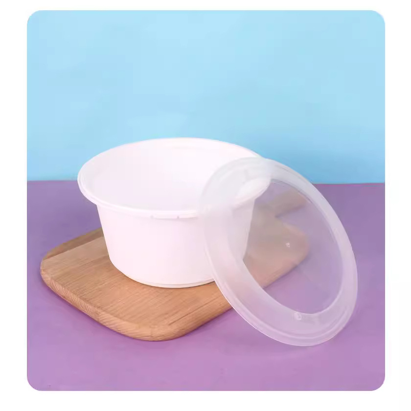 Lv Baokang 1560 caja de comidas desechable redonda con tapa cerradura caja de embalaje para llevar lino arroz hilo de arroz tazón antirrobo