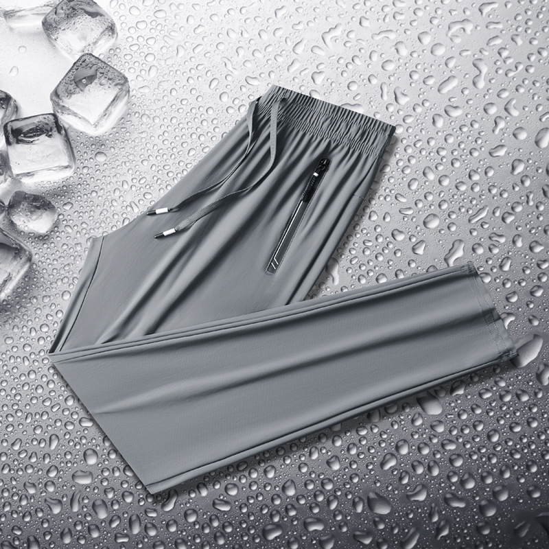 Pantalones de hielo para hombres de verano delgados casuales versátiles deportivos de secado rápido pantalones sueltos de cintura elástica