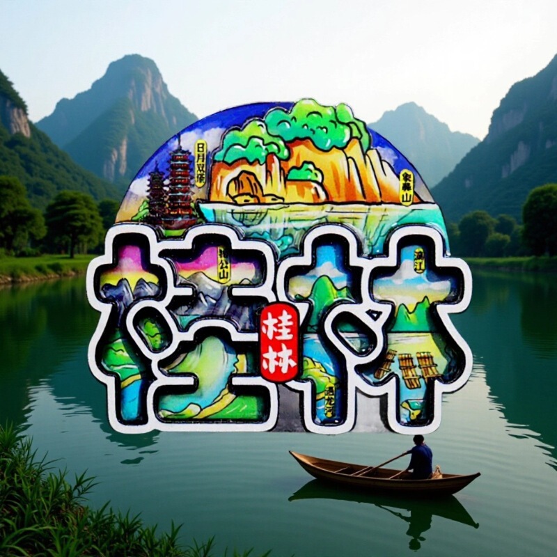 Guilin Refrigerator Magnet Series, National Trend, Cultural and Creative City Attractions, Tourist Attractions, Supplements, Magnetic Stickers, Crafts Wholesale
