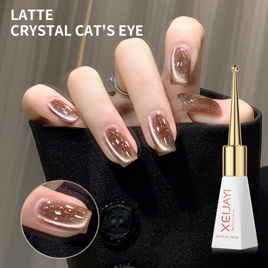 El oto&ntilde;o y el invierno nuevo latte cristal gato ojo popular esmalte de u&ntilde;as pegamento gato ojo esmalte de u&ntilde;as para el sal&oacute;n de u&ntilde;as