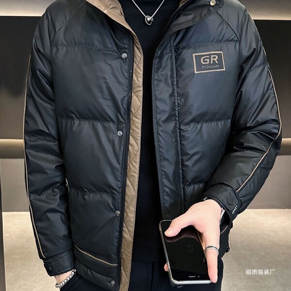 Men's down Cold-Proof Jacket Winter 2025 New Trendy Brand Men's Color-Blocked Stand-Up Collar Thickeneded Winter Jacket Trendy