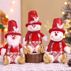 クロスボーダークリスマス座り人形装飾クリスマスレッドスパンコール老人雪だるまヘラジカ人形デスクトップ装飾品