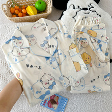 日系少女卡通满印睡衣女款春秋季长袖薄款舒适家居服套装实拍批发