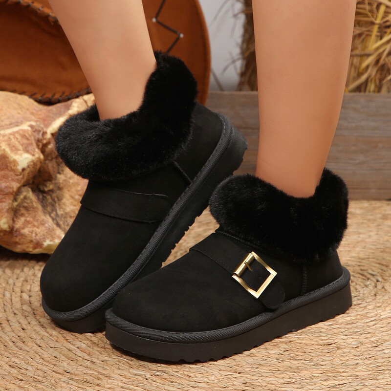 Cross-Border Large Size Cotton Shoes for Women, 2026 Winter New Style, Fleece-Lined Warm Birkenstock Retro Slippers, Low-Cut Snow Boots for Women