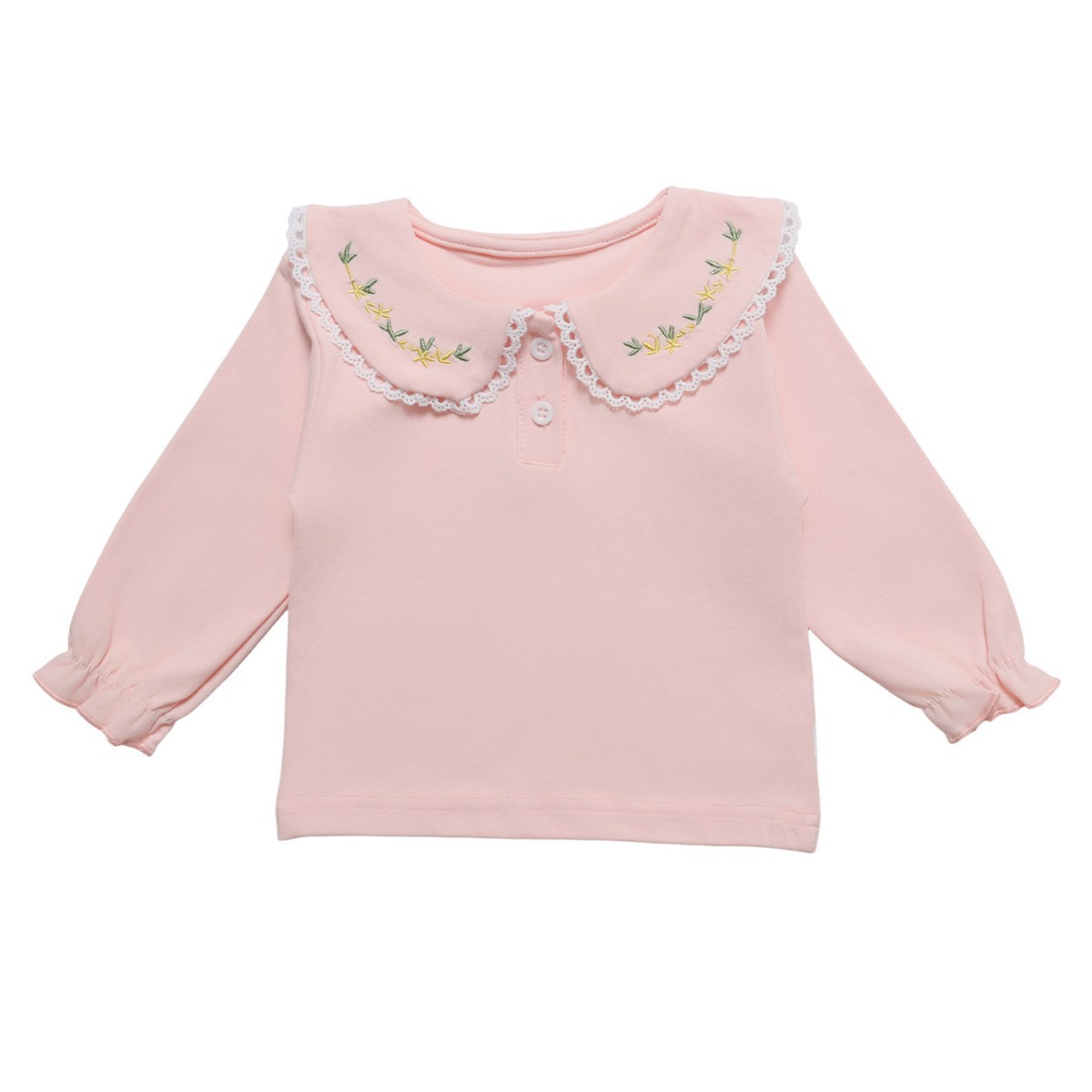 T-shirt bébé à manches longues en coton avec revers brodée_voghion.com