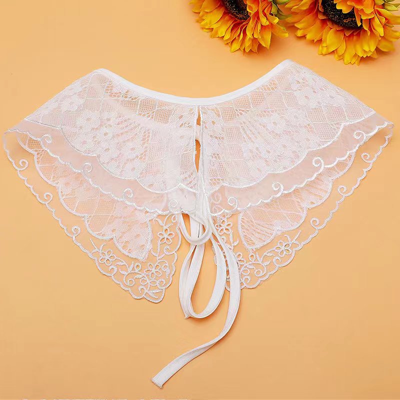 Nueva organza de doble capa de cuello hueco bordado chal transfronterizo Comercio electrónico suministro de fábrica de dos lotes directo en blanco y negro