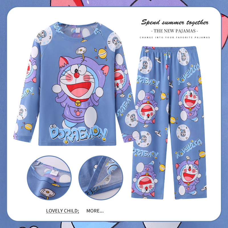 Pijamas de las niñas primavera y otoño manga larga delgada medio y grande niños lindos dibujos animados bebé niños princesa estilo homewear traje
