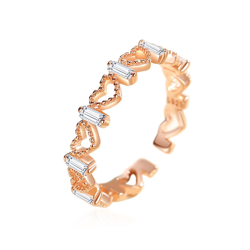 Anillo de diseño de nicho de mujer s925 plata esterlina estilo coreano anillo de diamante de corazón hueco estilo de lujo ligero de moda TikTok mismo estilo
