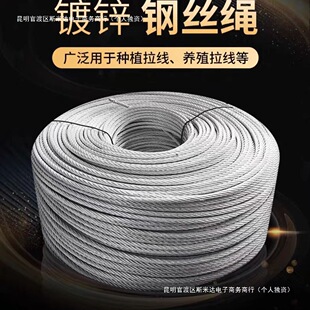 Electro-galvanized steel wire rope is not coated with plastic 1.2-10mm wear-resistant rope binding cable bearing non-safety rope truck soft rope