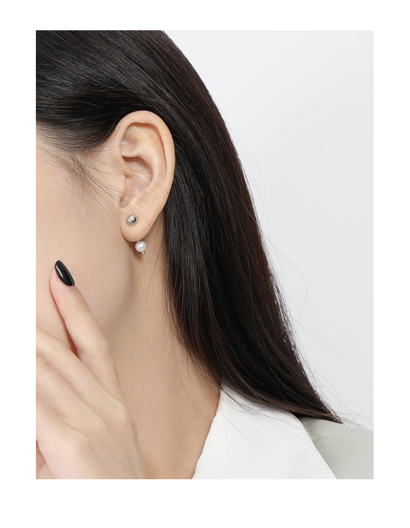 Fashion Geometric Sterling Silver Plating Artificial Pearls Earrings 1 Piece