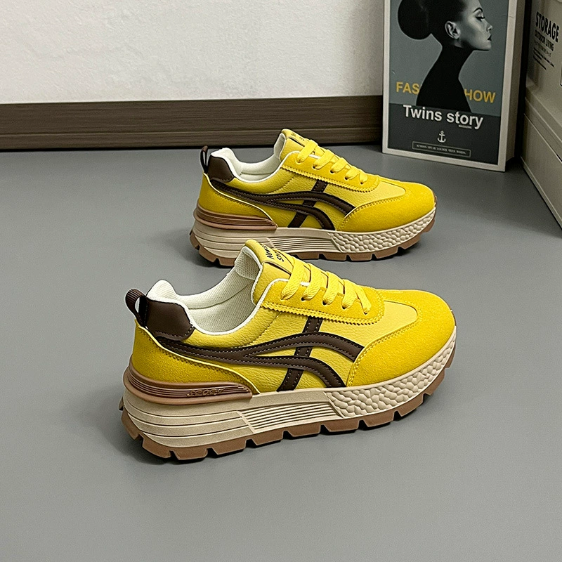 Корейские кеды Forrest Gump De training shoes 2025 новая круглая носа нескользящая модная обувь универсальные dad shoes для женщин AD8875
