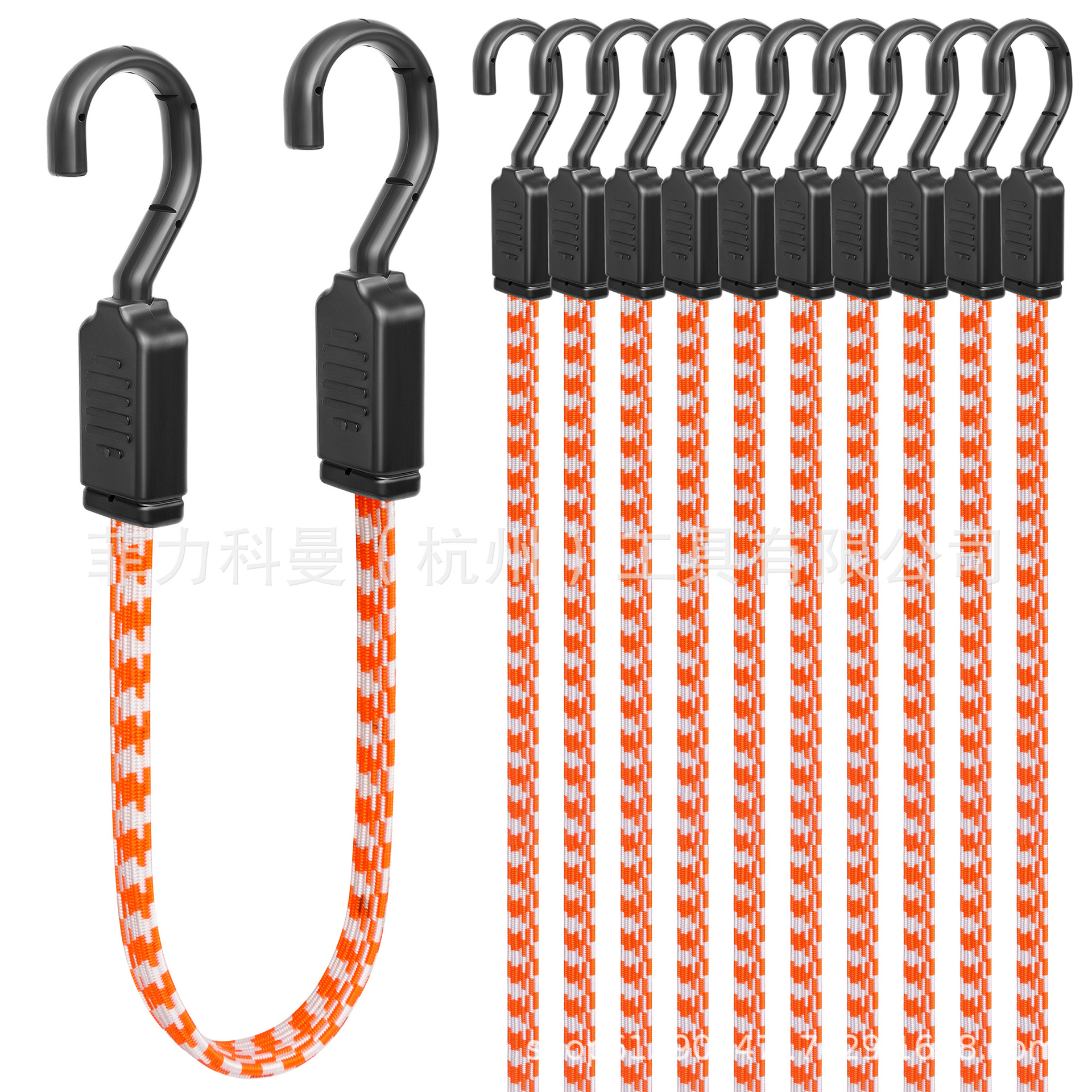 Cuerdas elásticas de 10 piezas, cuerdas de alta calidad con gancho, cuerdas elásticas con gancho plano, longitud original de 20