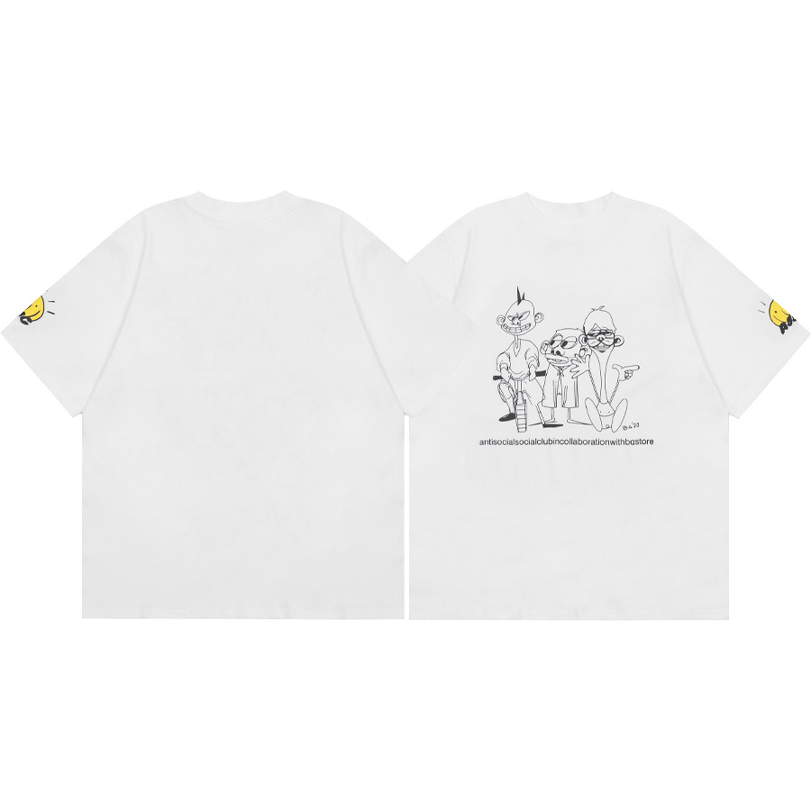 Diferencia de moneda del mercado ASSC CLUB fujiwaro Lightning serie impresa camiseta suelta de manga corta para hombres y mujeres