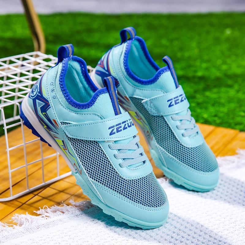 Tenis de Fútbol con Tacos para Niños de Malla, Material PU, Malla y Caucho, Transpirables, para Terreno Firme