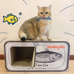 Tinklylife canned fish cat scratching board, canned fruit corrugated cat nest, cat scratching board, cat toy assembly