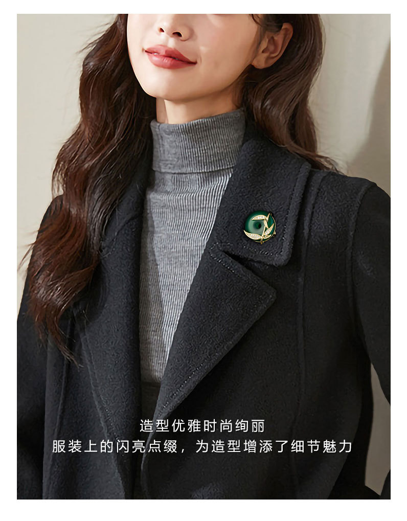 新品竹报平安扣胸针时尚百搭个性胸花节节高升祖母绿古