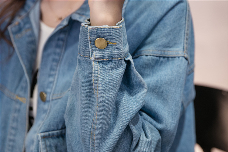595g Weight Denim Jacket Outerwear Type Long Sleeve Sleeve Length Single Breasted Placket Type Denim Fabric Type Regular Top Length Coat Tops Type Casual, Daily Occasion Turndown, Hooded Neckline Loose Fit Type Color Block Pattern Spring, Autumn Season Women's Gender Printing Design Streetwear Style Women's Streetwear Color Block Printing Single Breasted Coat Denim Jacket 24