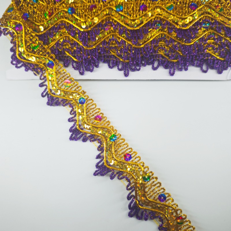 Colorido oro seda triángulo lentejuelas estilo étnico Festival del medio otoño torre plegable encaje camión grande bolso superior encaje sala de Buda para mesa encaje