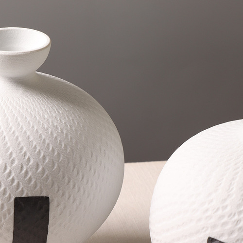 Modern Minimalist Ceramic Vase Ink Splash Cutting Pattern Creative Decorative Sample Room Hotel Antique Display Shelf Ornament