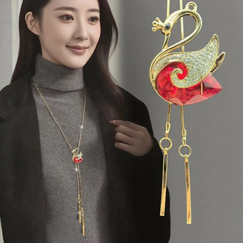 Collar Largo con Borla para Mujer de Aleación para Otoño e Invierno