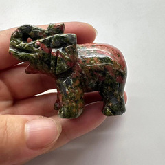 源天然花緑象水晶象置物水晶工芸品鉱石玉象小彫刻置物