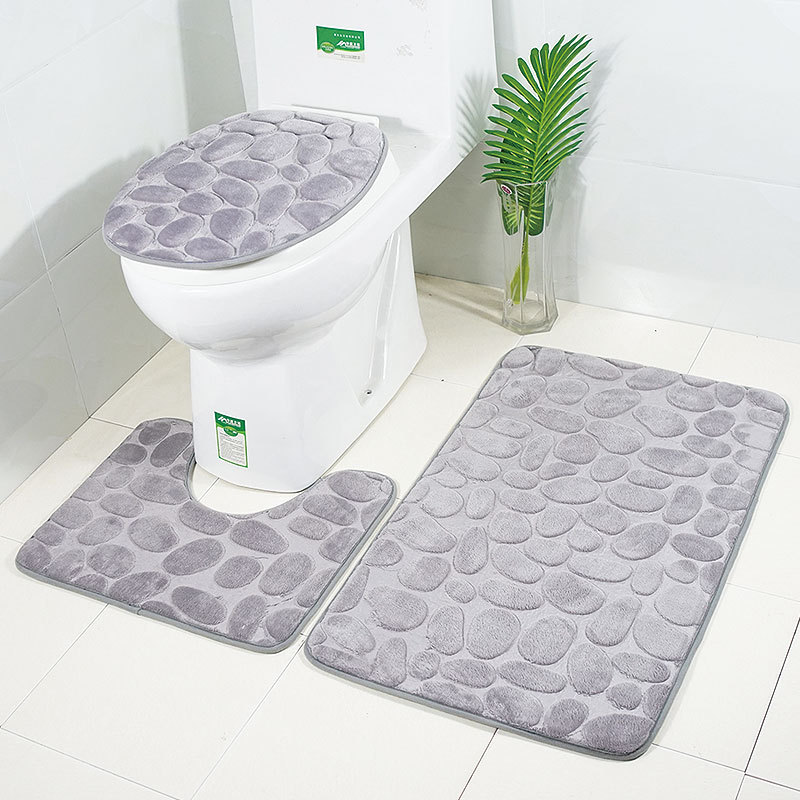 Juego de 3 alfombrillas de baño de franela, antideslizantes y absorbentes, tapete para bañera y alfombra para inodoro