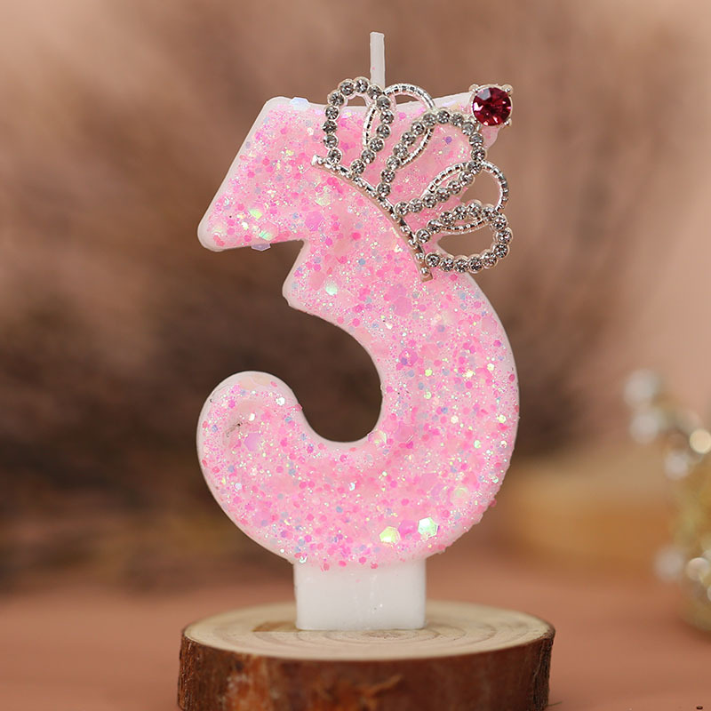 Corona digital rosa vela de cumpleaños mercancía transfronteriza temu amazon shein pastel decoración vela creativa