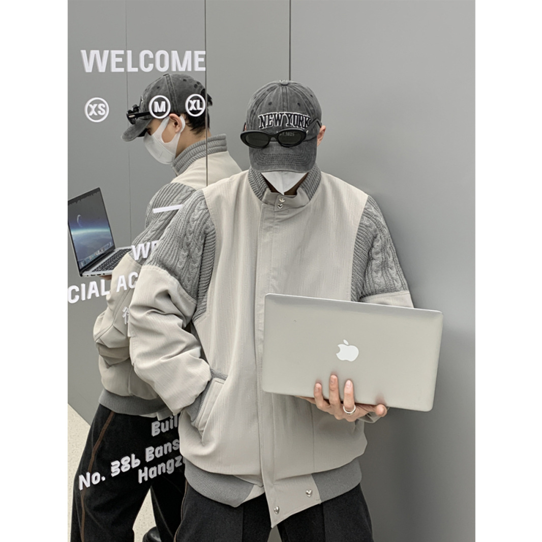 2023 nueva marca de moda Nacional Americana gris piloto chaqueta niños retro suelta chaqueta de béisbol primavera y otoño