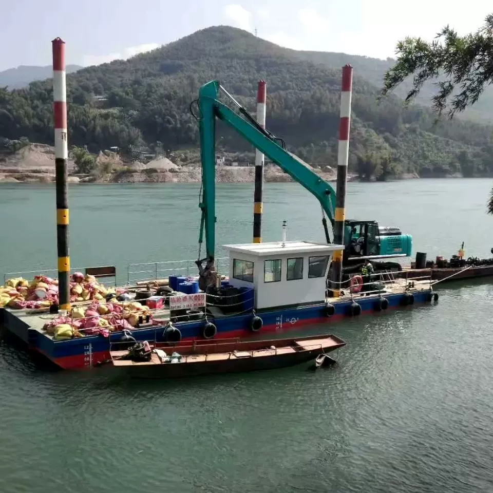 挖机浮箱船定桩工程船实体制造厂家可按吨位代➕工生产船体