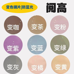 変色レンズ変粉青紫緑黄オレンジ茶灰近視老花防青光高乱視膜変1.5661