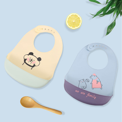 Injector baby Bib children silica gel Bibs baby Rice pocket Food grade Infants summer Bib waterproof