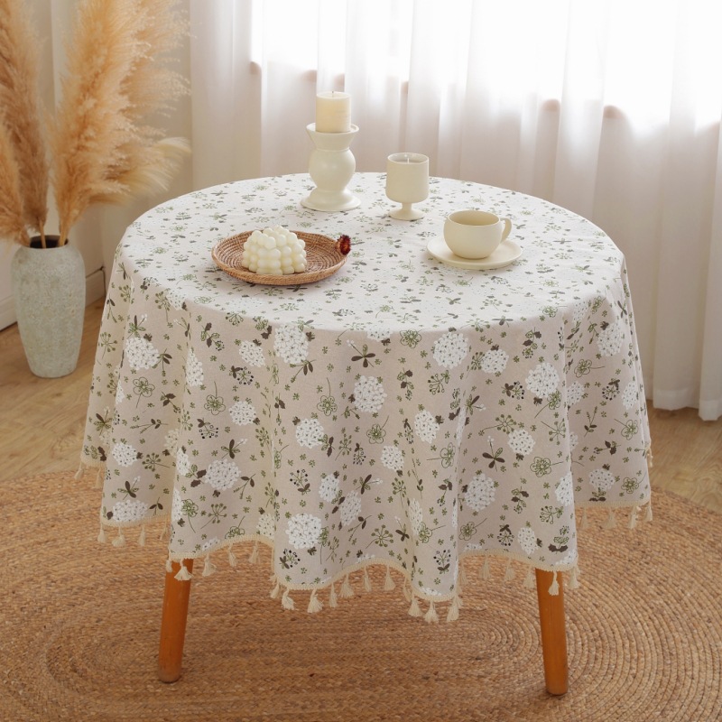 Le Xuan show round tablecloth INS wind small fresh cotton and linen table cloth photo background cloth student dormitory tablecloth