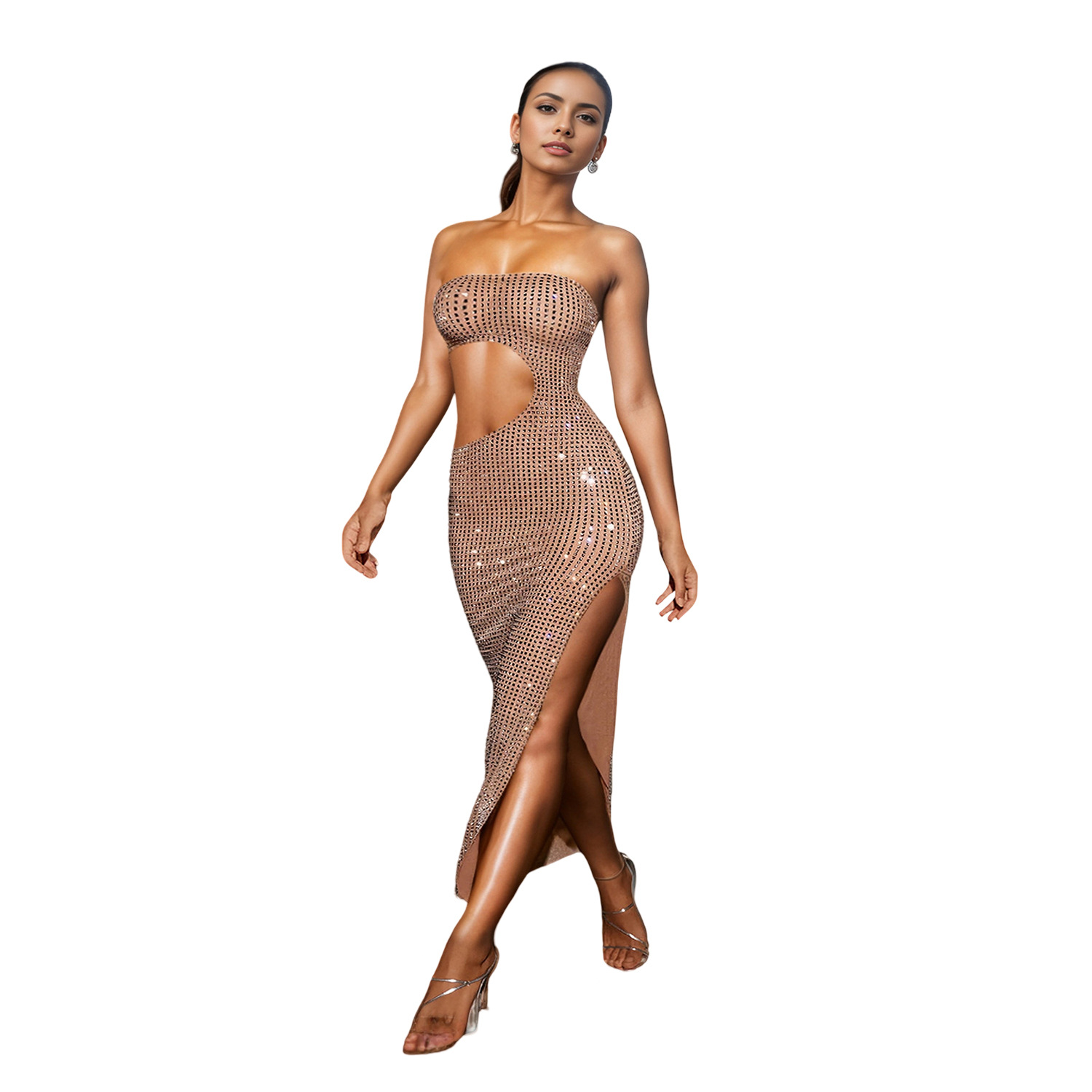 C7057 Aliexpress transfronterizo Amazon estación independiente de moda europea y americana ropa de mujer de perforación caliente vestido vestido largo nuevo