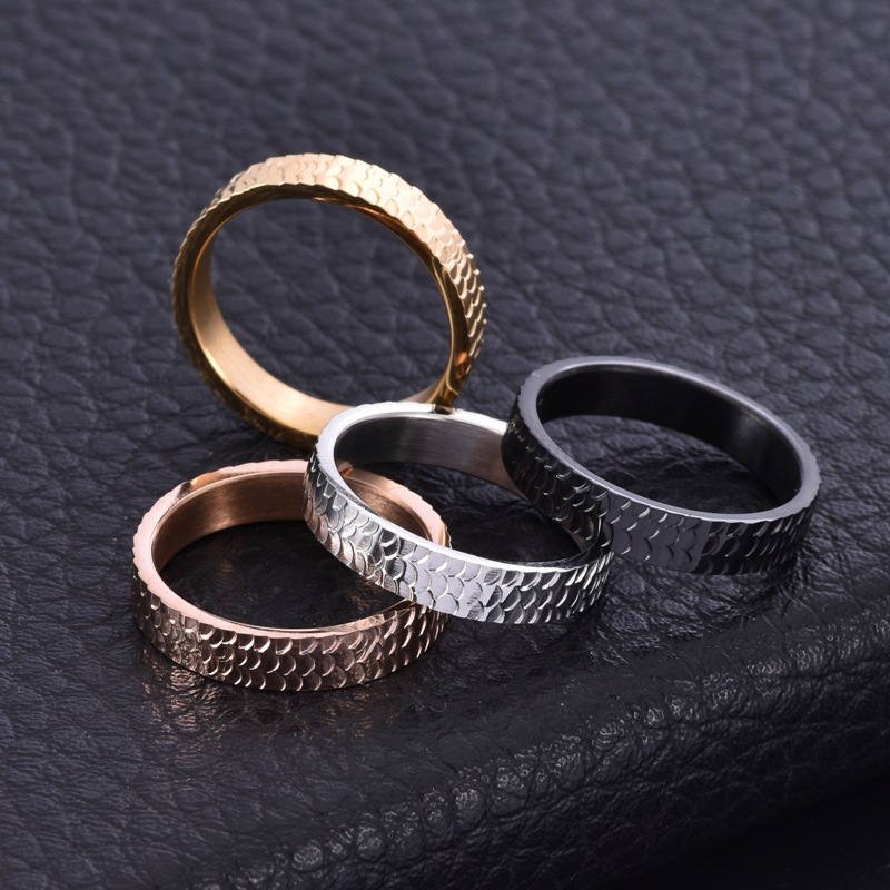 Daily Occasion Titanium Steel Material Simple Style Geometric Titanium Steel Plating 18K Gold Plated Couple Rings Punk Rings